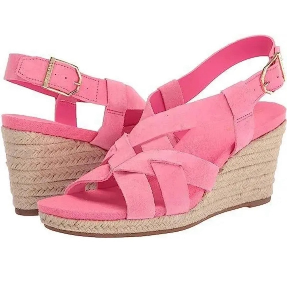 Cole Haan Pink Suede Wedge Sandals